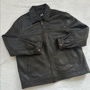 Vintage Members Mark Distressed Rugged Grunge Brown Leather Bomber Jacket 2X